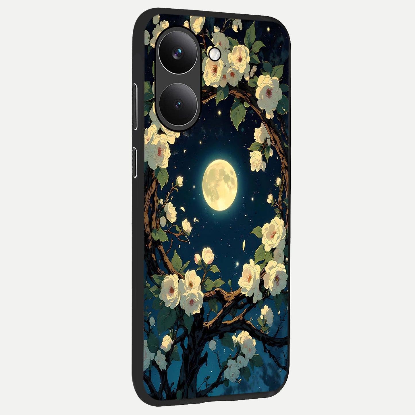 Celestial Moon And Flower back cover For Poco X8 Pro slim fit glass case with vibrant aesthetic design