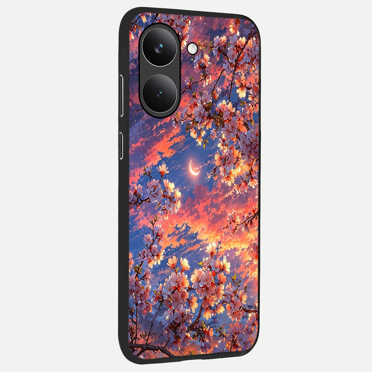 Celestial Sakura Sunset back cover For Poco X8 Pro slim fit glass case with vibrant aesthetic design
