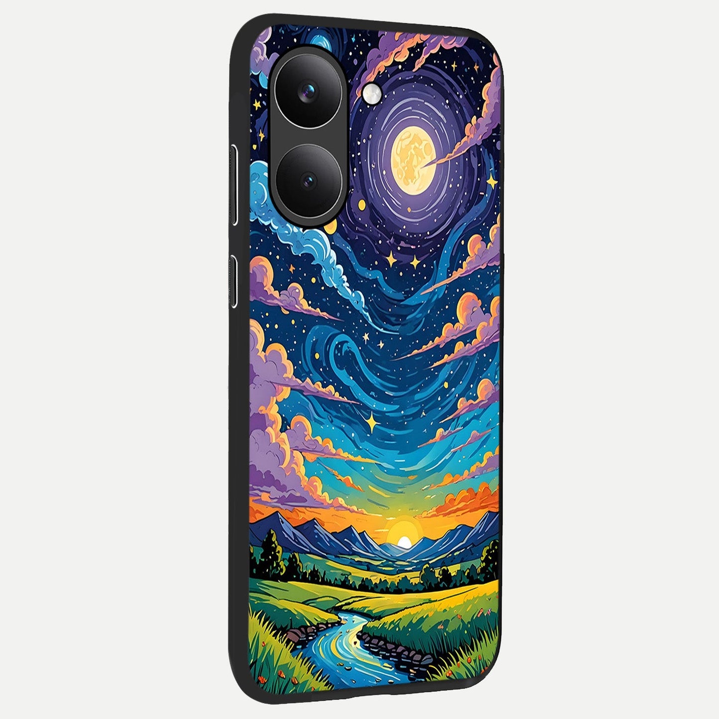 Dreamy Night Landscape back cover For Poco X8 Pro slim fit glass case with vibrant aesthetic design