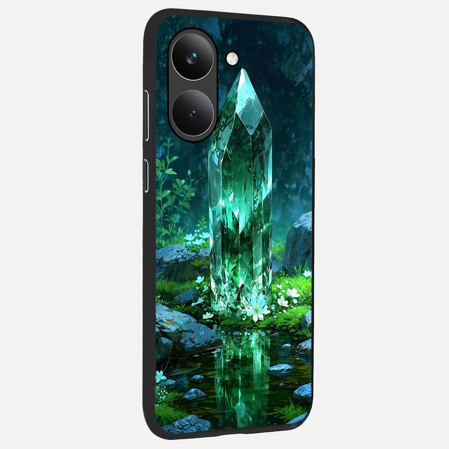 Emerald Light Crystal back cover For Poco X8 Pro slim fit glass case with vibrant aesthetic design
