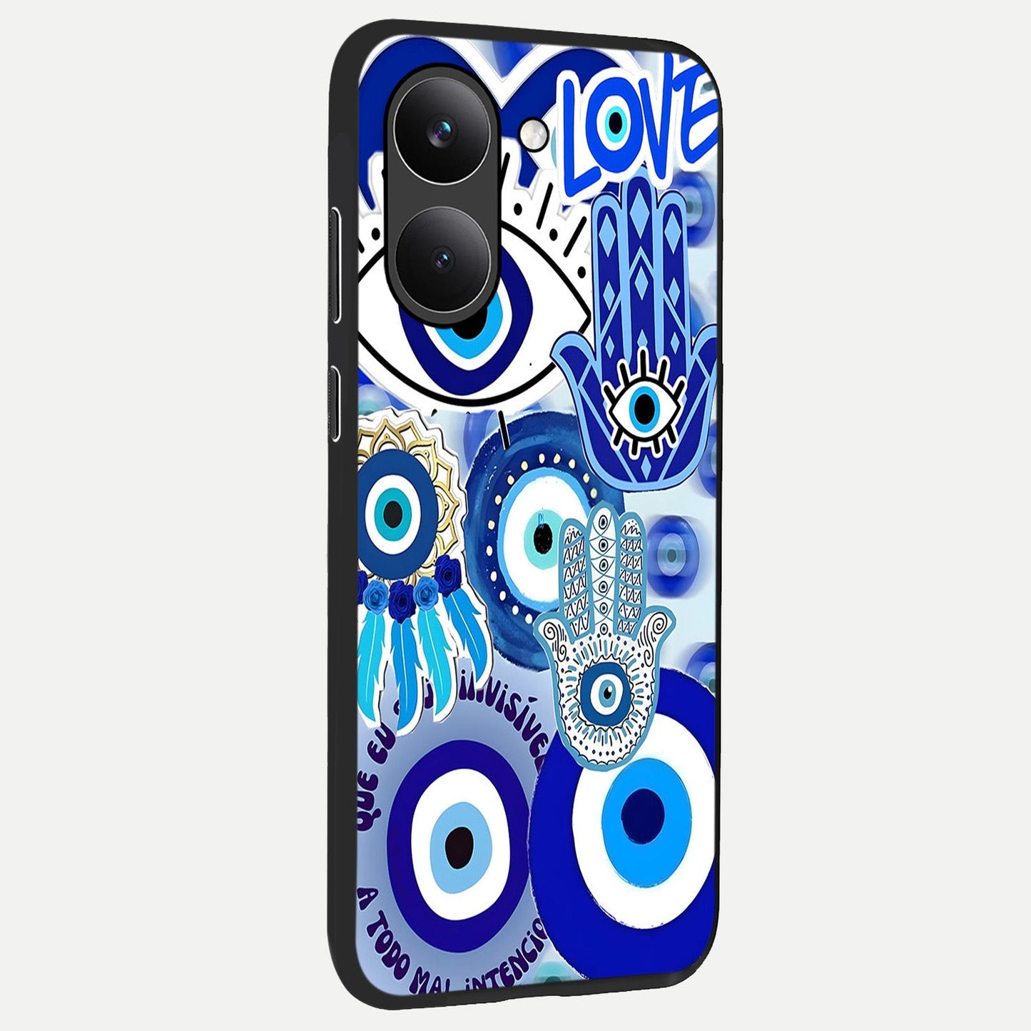 Evil Eyes Dream back cover For Poco X8 Pro slim fit glass case with vibrant aesthetic design
