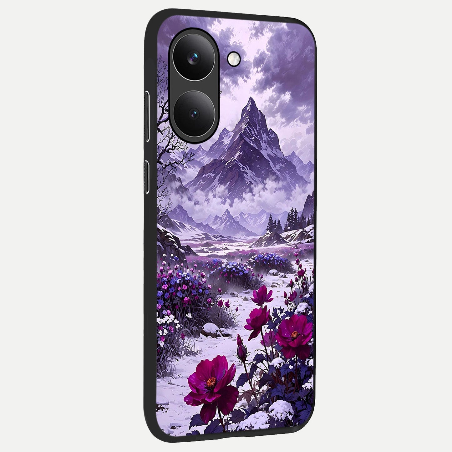Flower Mountain View back cover For Poco X8 Pro slim fit glass case with vibrant aesthetic design