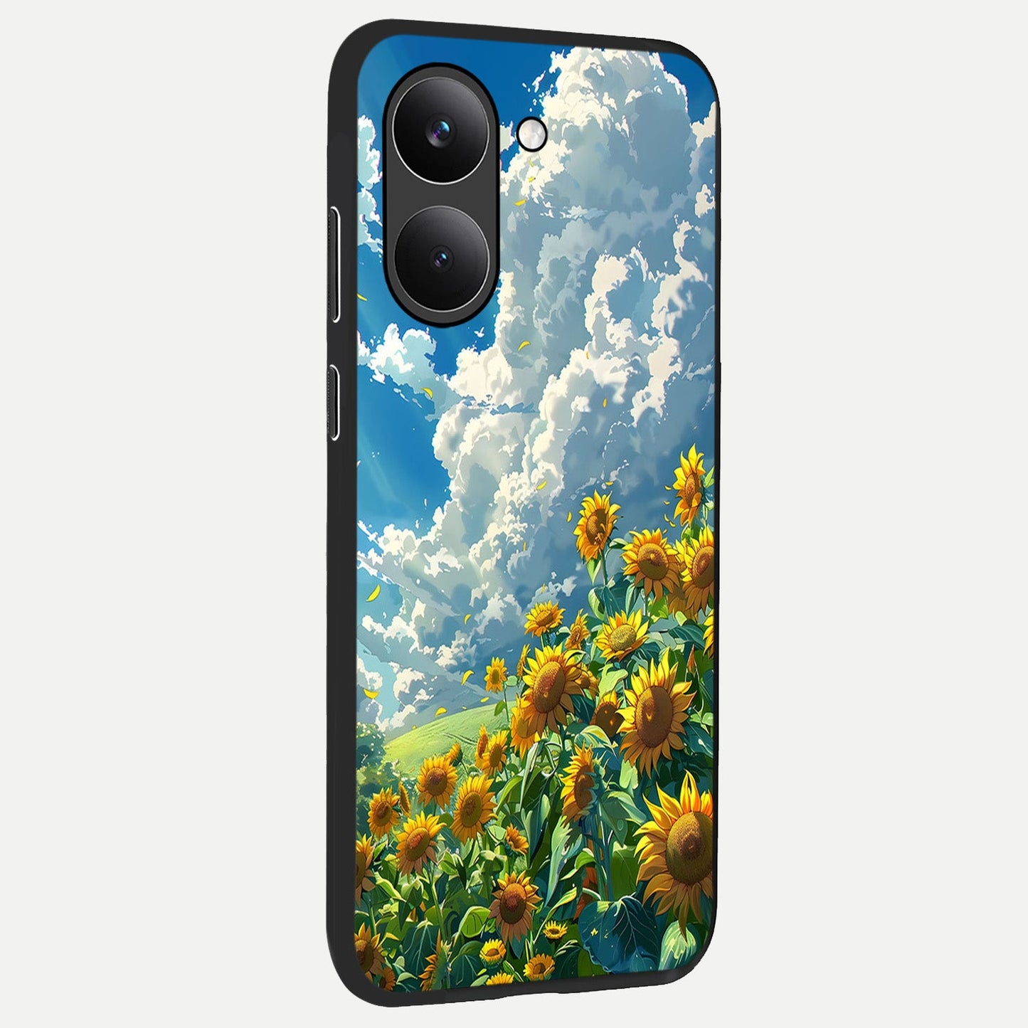 Golden Sun Glory back cover For Poco X8 Pro slim fit glass case with vibrant aesthetic design
