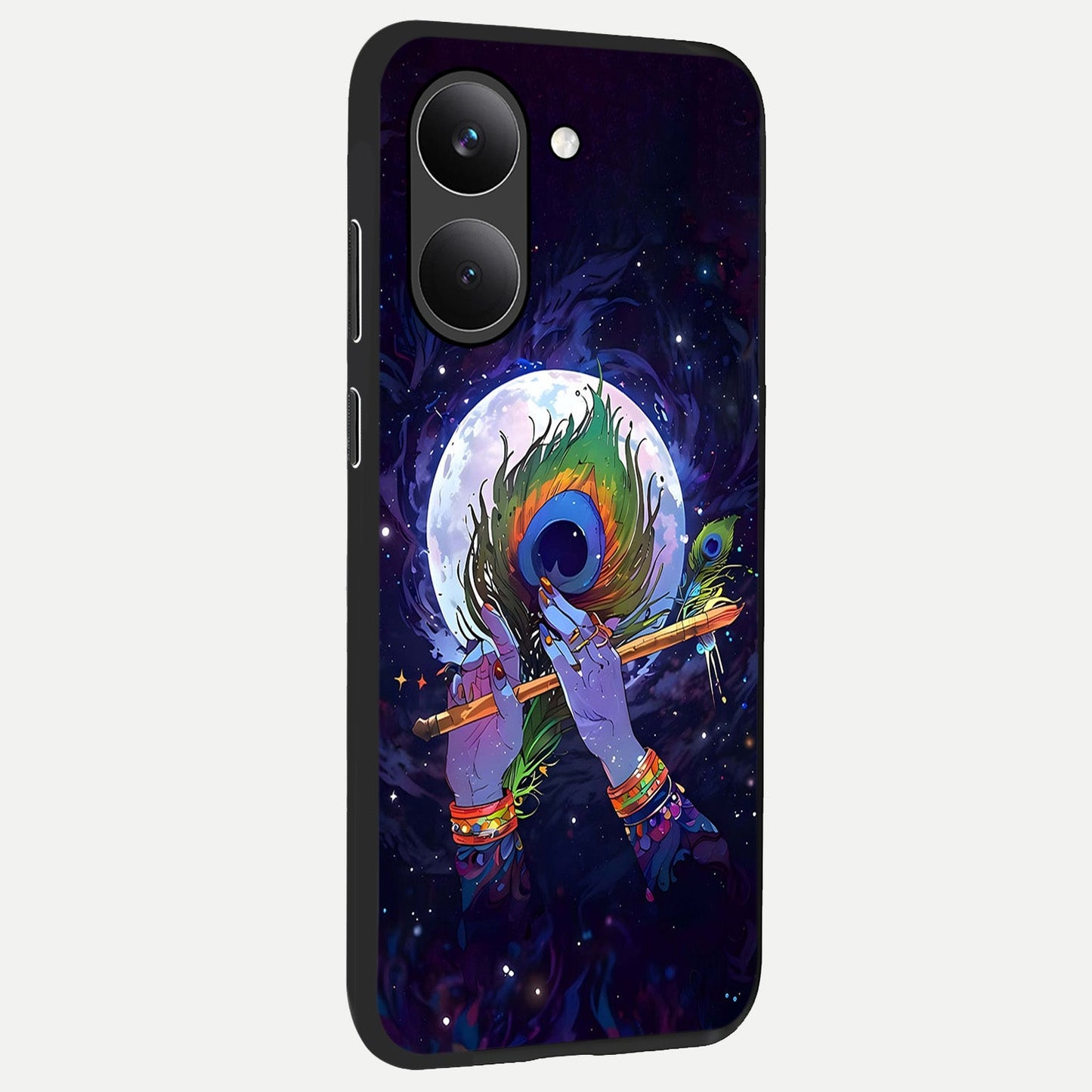 Krishna Hands Art back cover For Poco X8 Pro slim fit glass case with vibrant aesthetic design