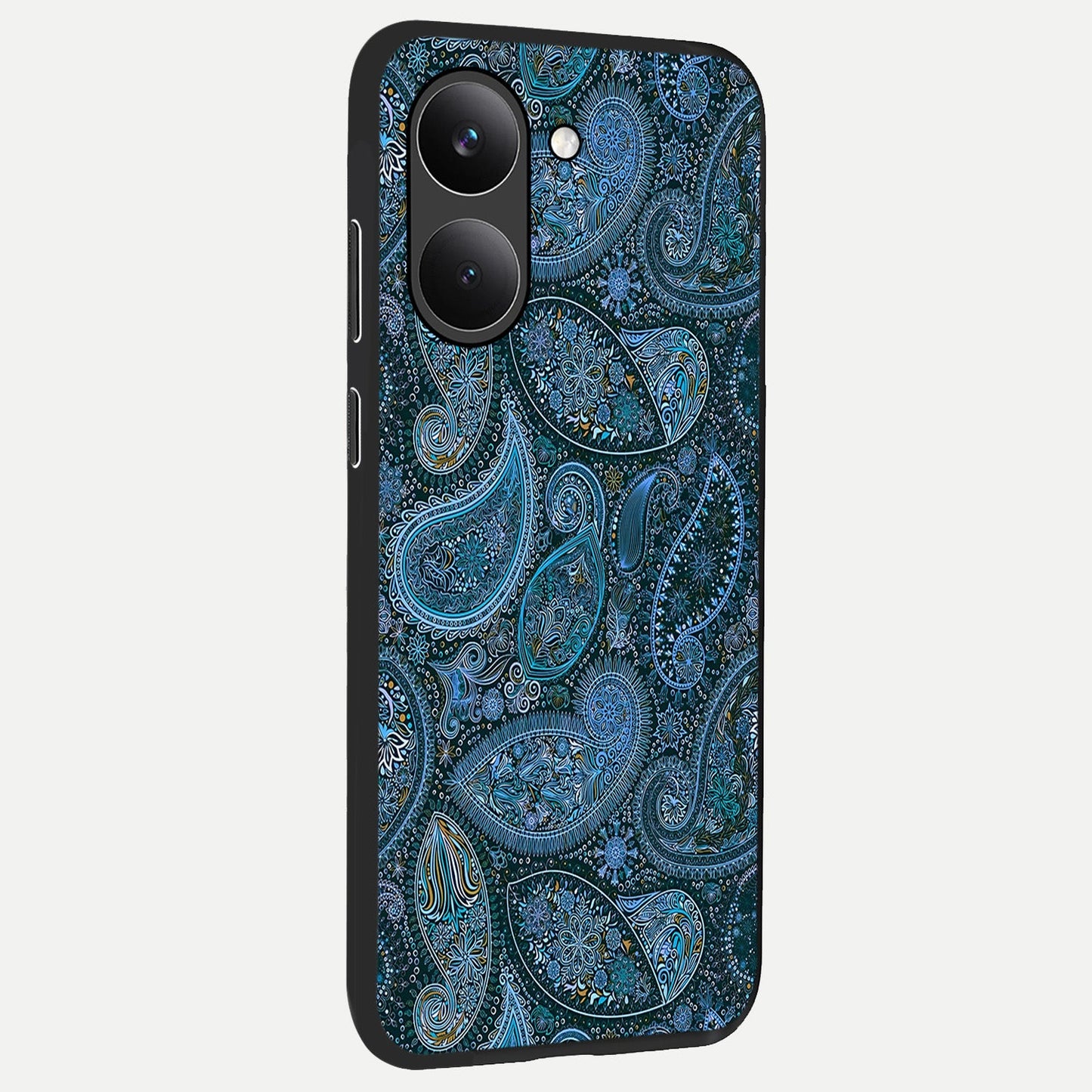 Midnight Paisley Glow back cover For Poco X8 Pro slim fit glass case with vibrant aesthetic design