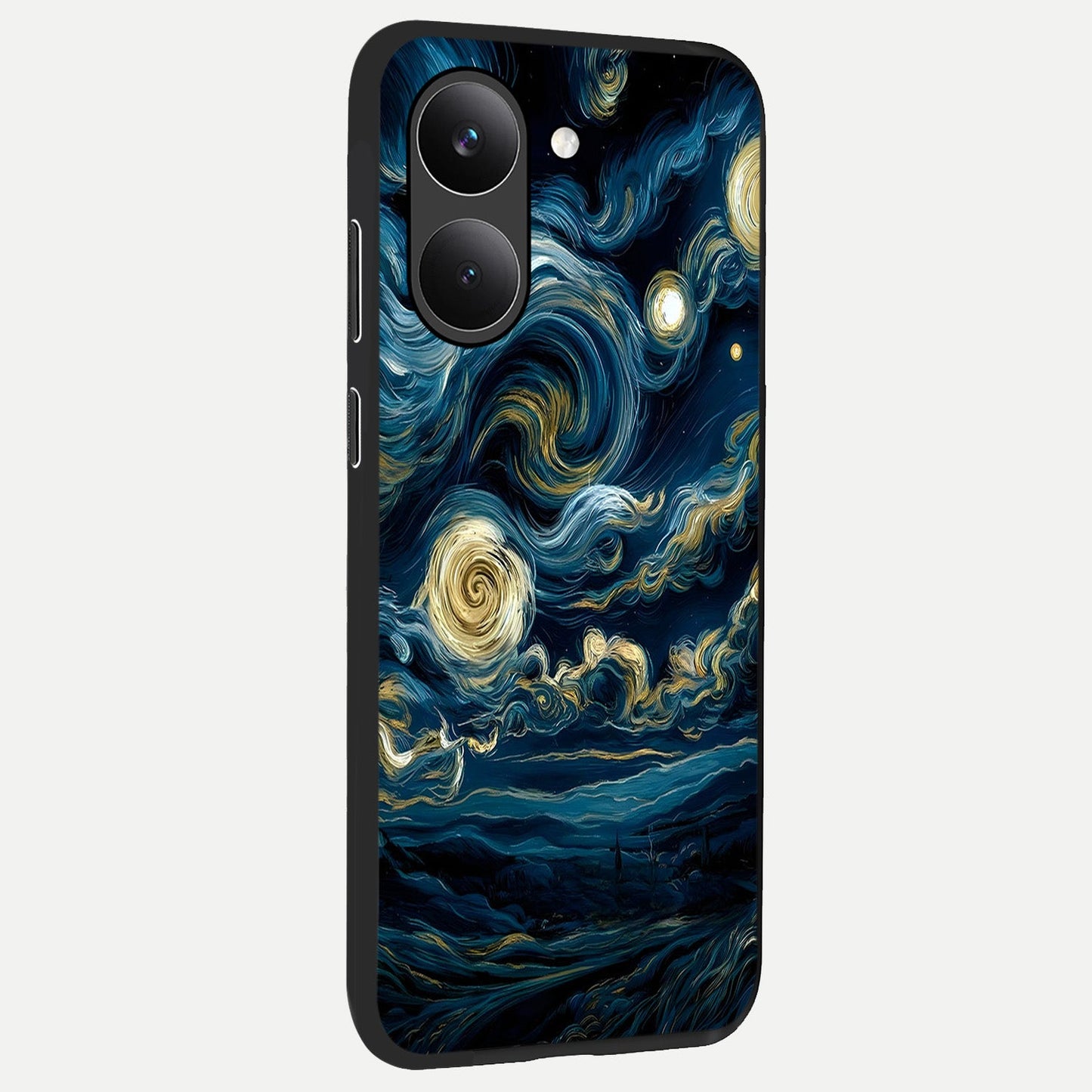 Midnight Sky Whirl back cover For Poco X8 Pro slim fit glass case with vibrant aesthetic design