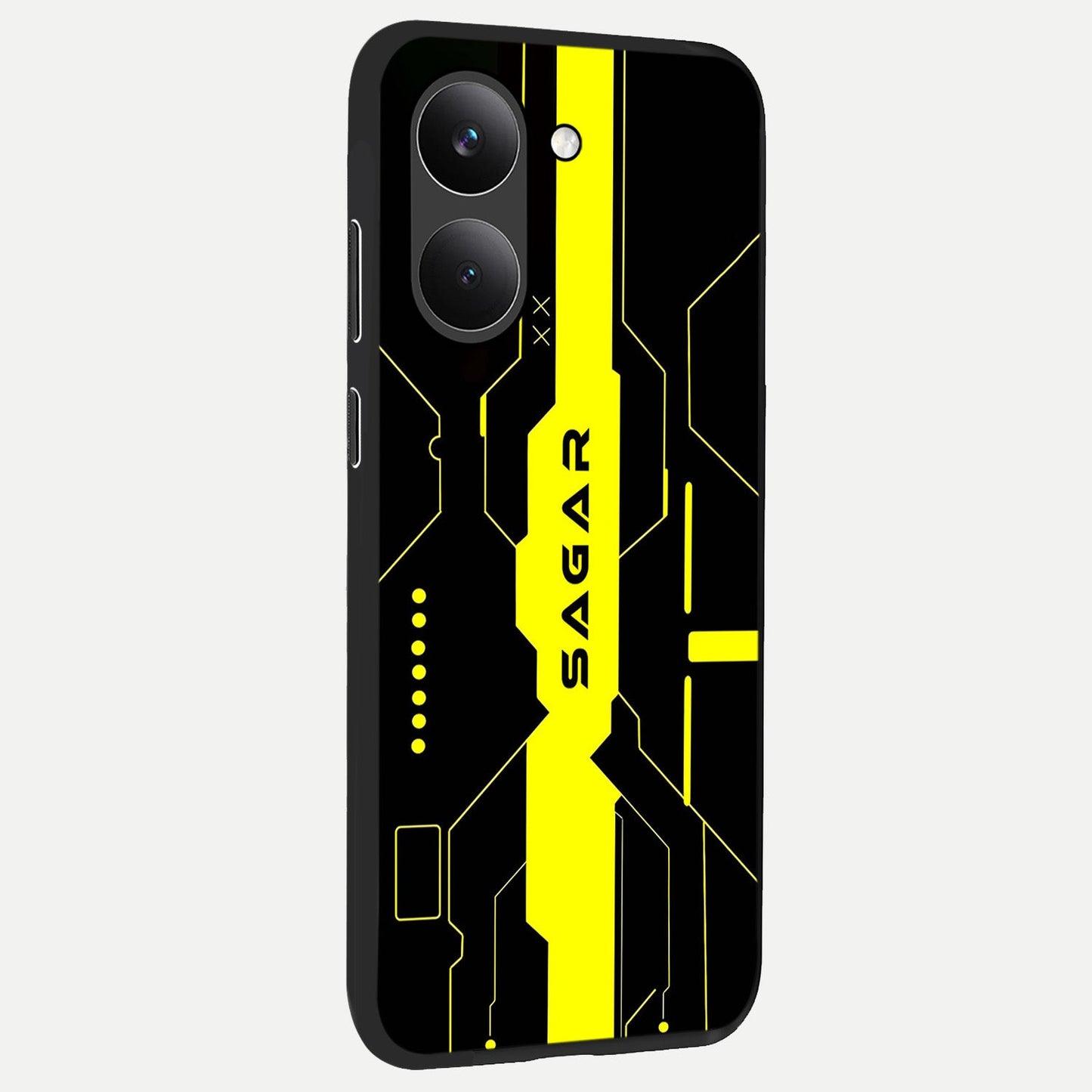 Neon CYBERPUNK Custom Name back cover For Poco X8 Pro slim fit glass case with vibrant aesthetic design