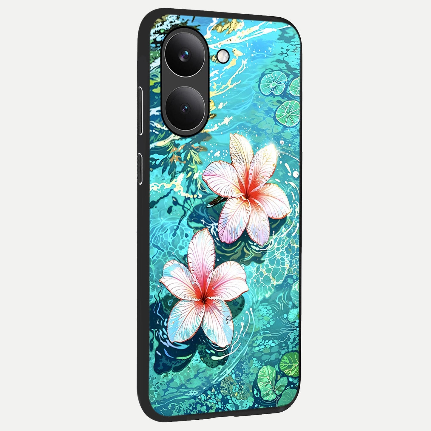 Pink Flowers in Water back cover For Poco X8 Pro slim fit glass case with vibrant aesthetic design