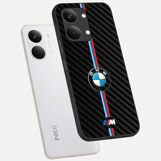 BMW Pattern phone case For Poco X8 Pro Max showing premium glass back cover with detailed artwork