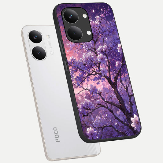 Blossom Tree phone case For Poco X8 Pro Max showing premium glass back cover with detailed artwork