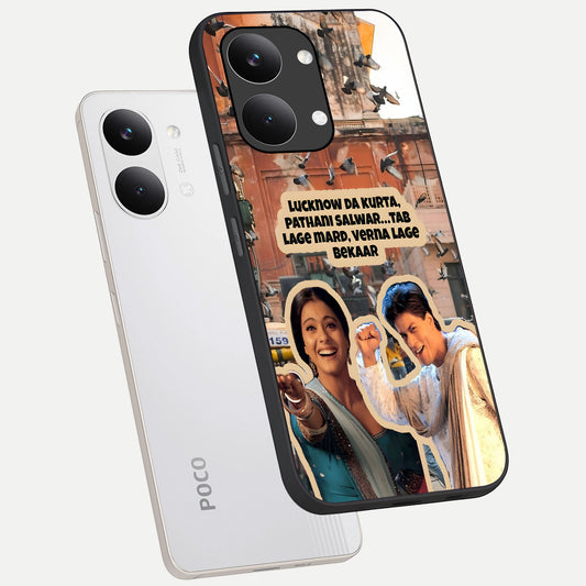 Desi Retro Vibes phone case For Poco X8 Pro Max showing premium glass back cover with detailed artwork