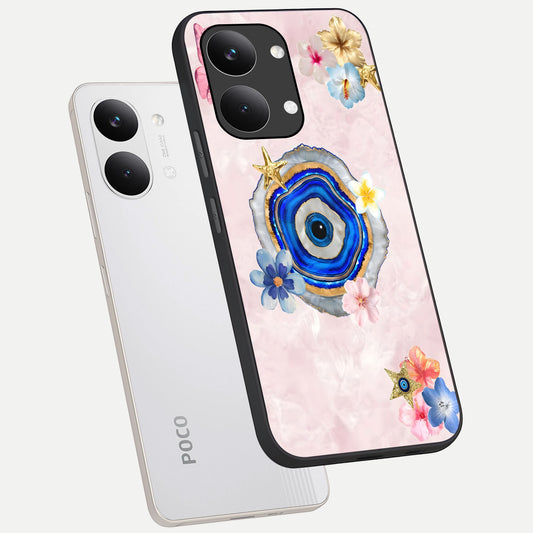 Divine Aura Bloom phone case For Poco X8 Pro Max showing premium glass back cover with detailed artwork