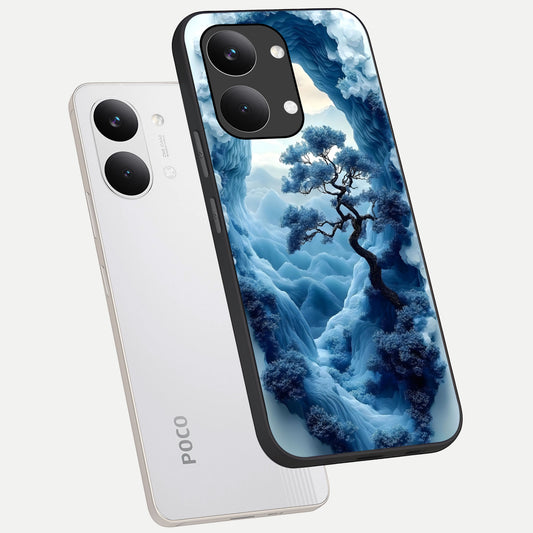 Frozen Serenity Gate phone case For Poco X8 Pro Max showing premium glass back cover with detailed artwork