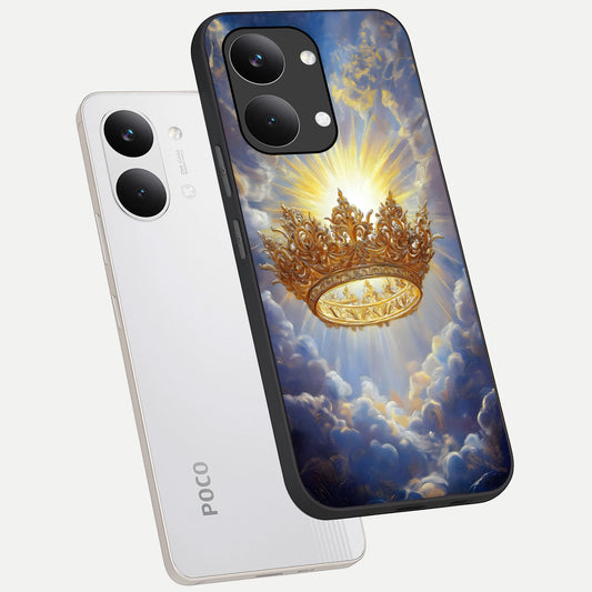 Heavenly Crown Light phone case For Poco X8 Pro Max showing premium glass back cover with detailed artwork