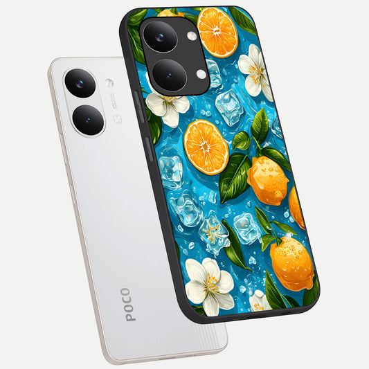 Ice Cube With Orange phone case For Poco X8 Pro Max showing premium glass back cover with detailed artwork