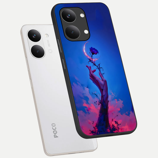 Mystic Hand phone case For Poco X8 Pro Max showing premium glass back cover with detailed artwork
