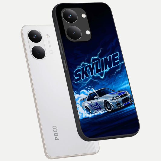 Neon Drift Beast phone case For Poco X8 Pro Max showing premium glass back cover with detailed artwork