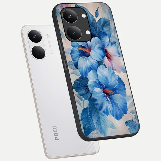 Ocean Hibiscus Grace phone case For Poco X8 Pro Max showing premium glass back cover with detailed artwork