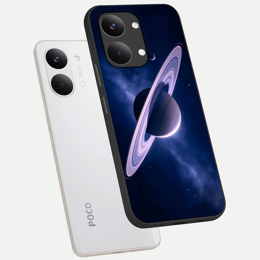 Saturn Ring Mystique phone case For Poco X8 Pro Max showing premium glass back cover with detailed artwork