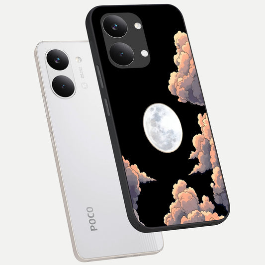 Shade Cloud Moon phone case For Poco X8 Pro Max showing premium glass back cover with detailed artwork