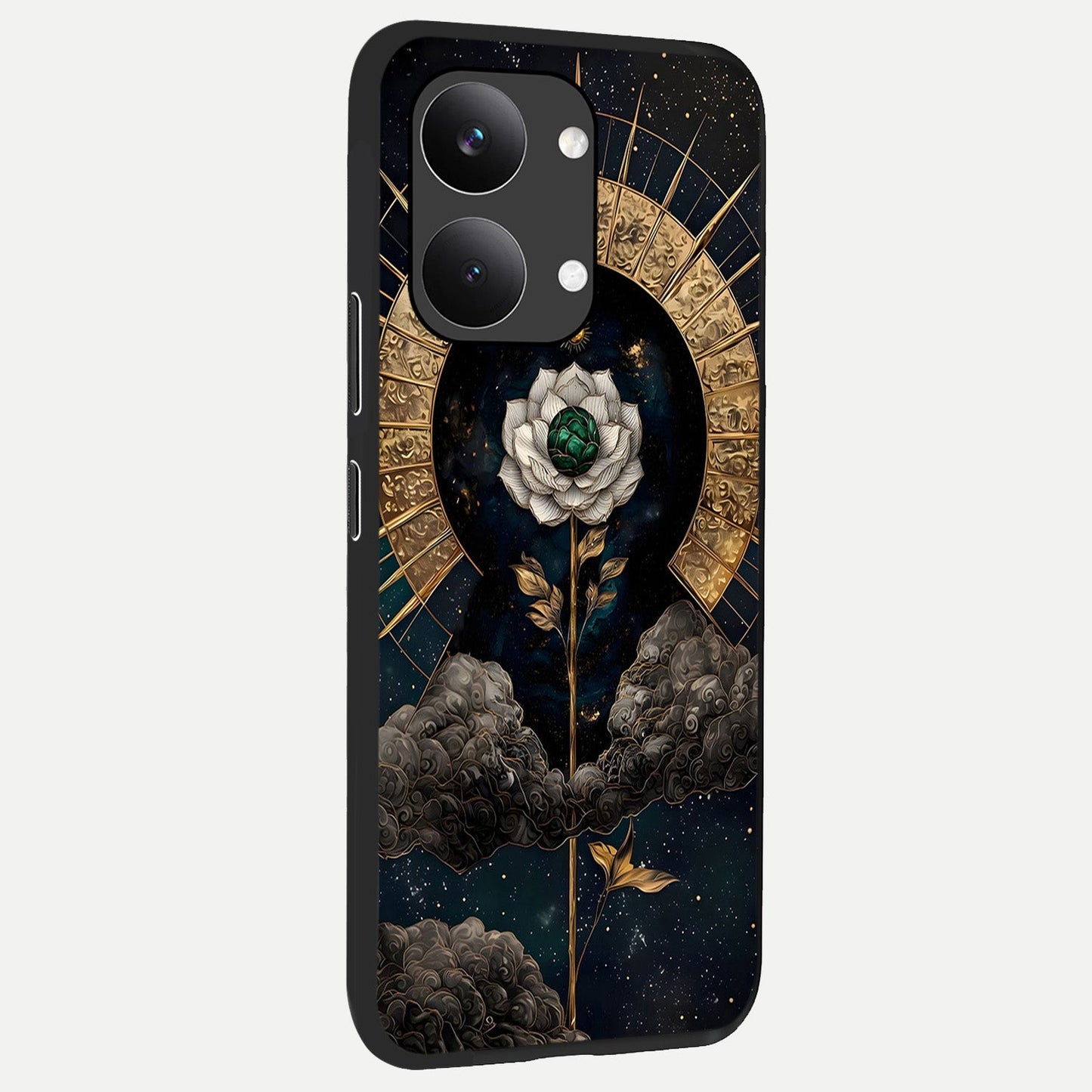 Celestial Lotus Morang back cover For Poco X8 Pro Max slim fit glass case with vibrant aesthetic design