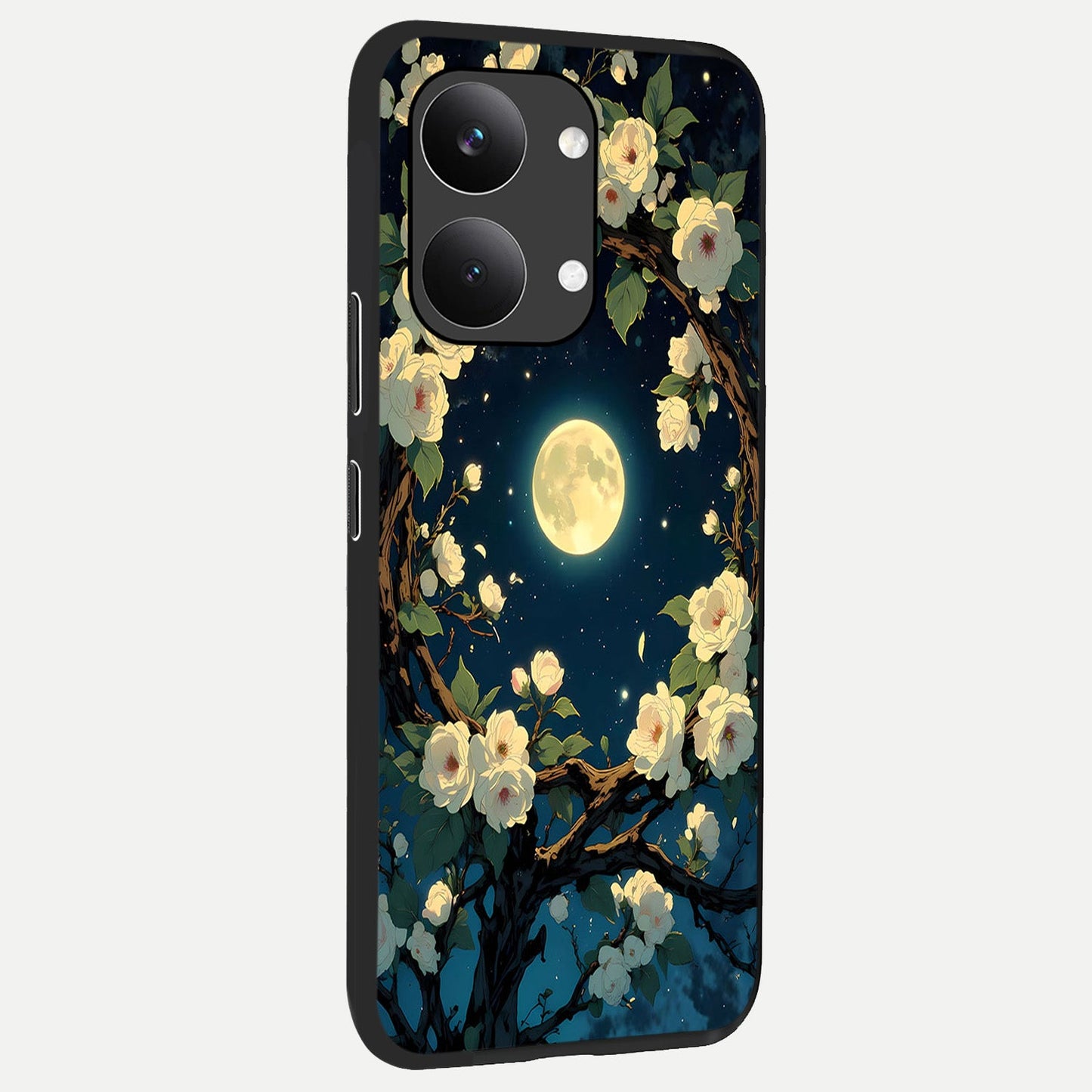 Celestial Moon And Flower back cover For Poco X8 Pro Max slim fit glass case with vibrant aesthetic design
