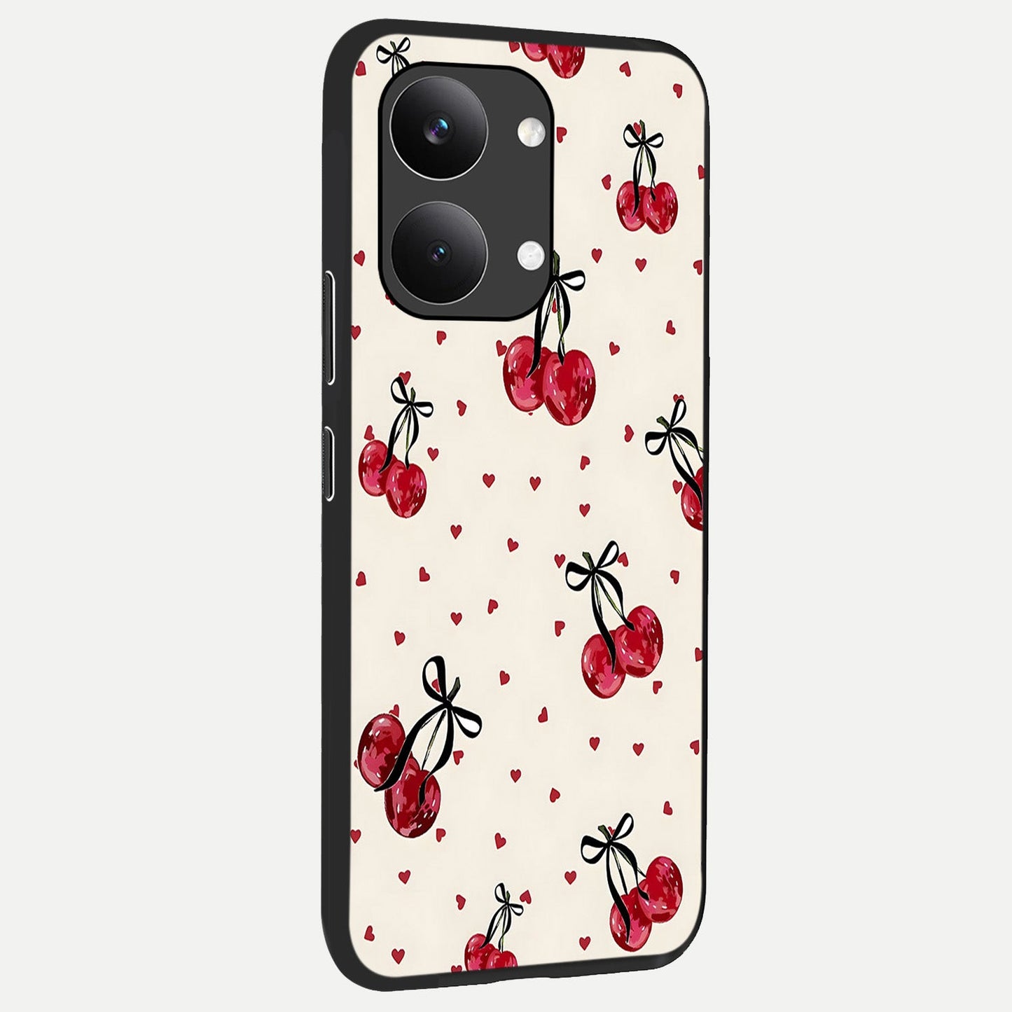 Cherry Heart Bow back cover For Poco X8 Pro Max slim fit glass case with vibrant aesthetic design