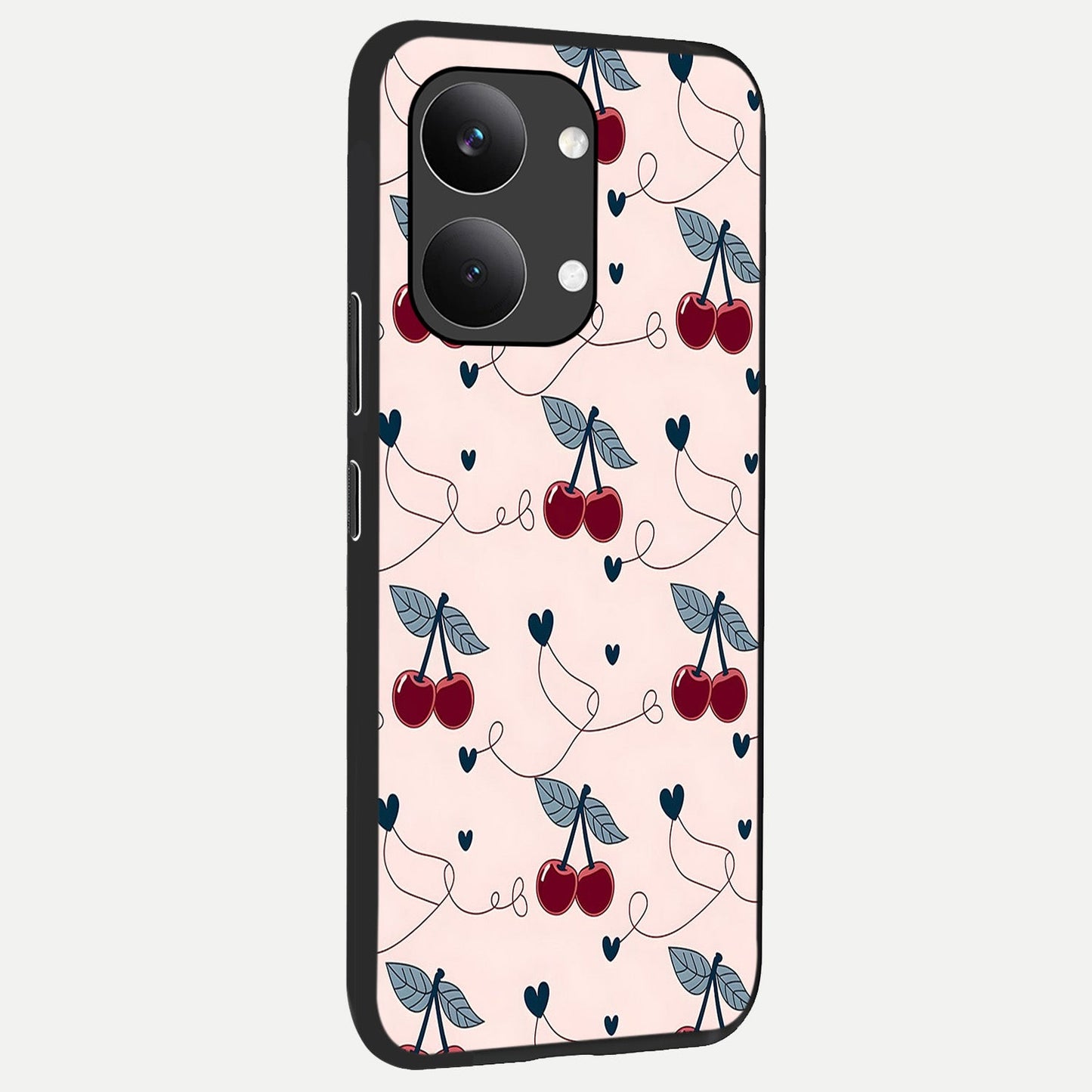 Cherry Heart Line back cover For Poco X8 Pro Max slim fit glass case with vibrant aesthetic design