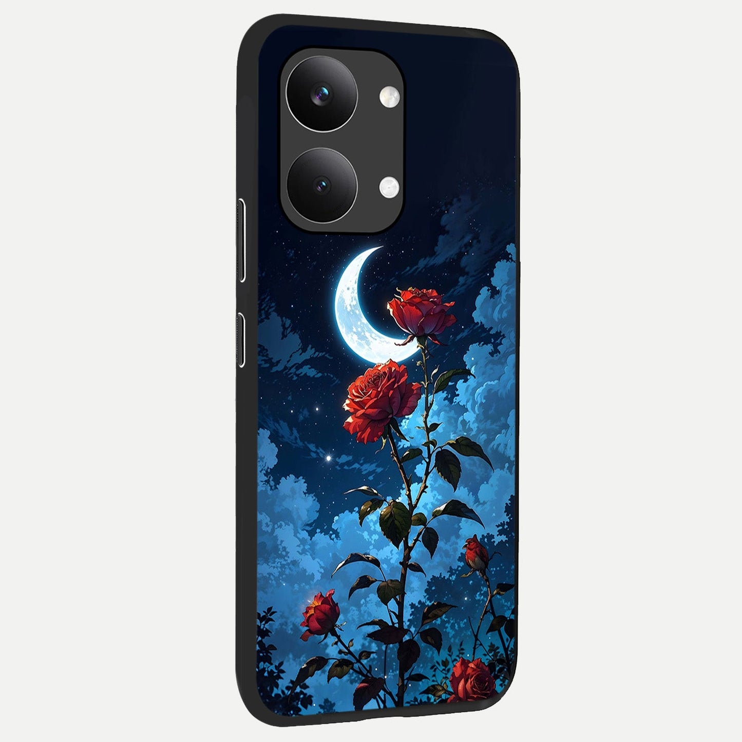 Crimson Rose Moon back cover For Poco X8 Pro Max slim fit glass case with vibrant aesthetic design