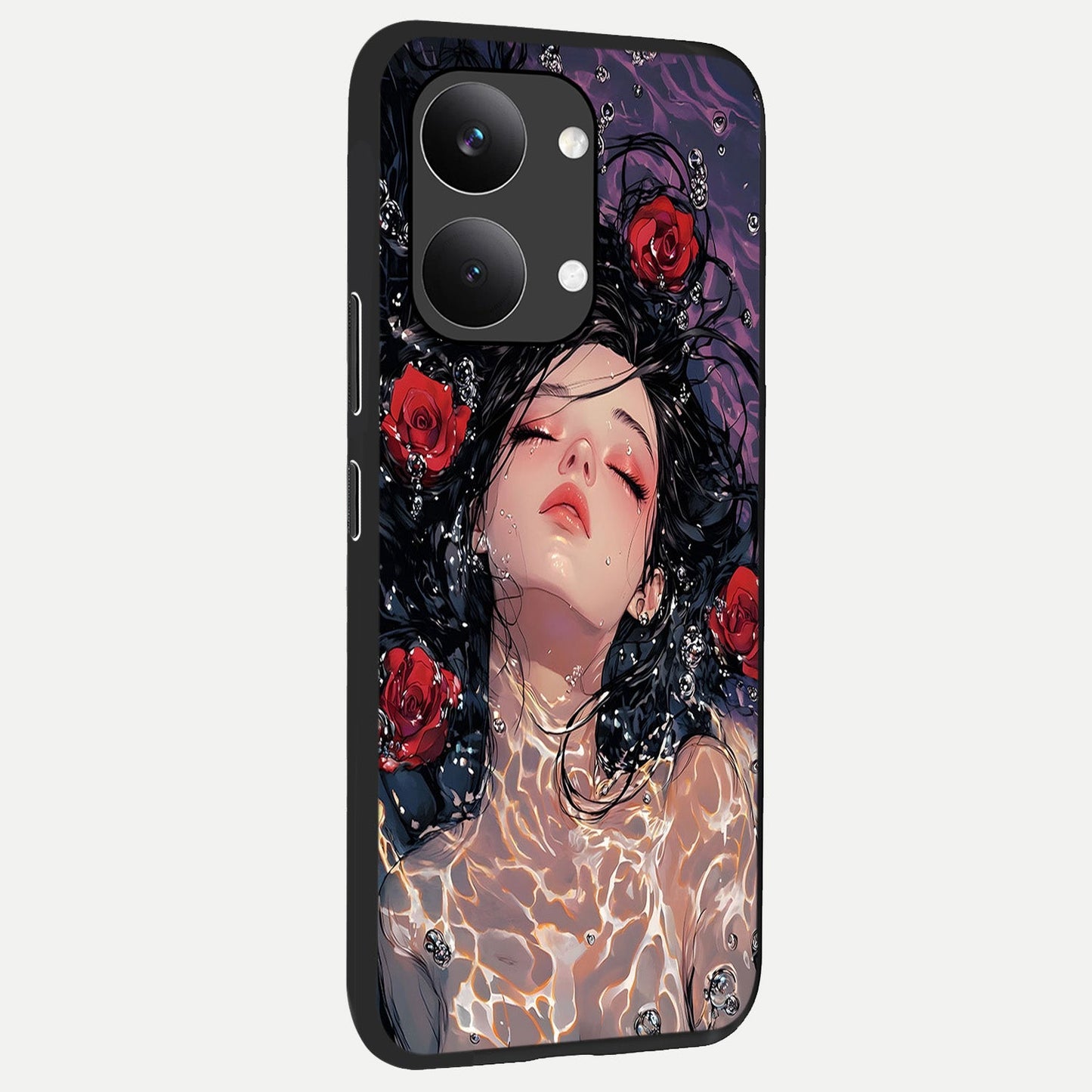 Crimson Rose Serenity back cover For Poco X8 Pro Max slim fit glass case with vibrant aesthetic design