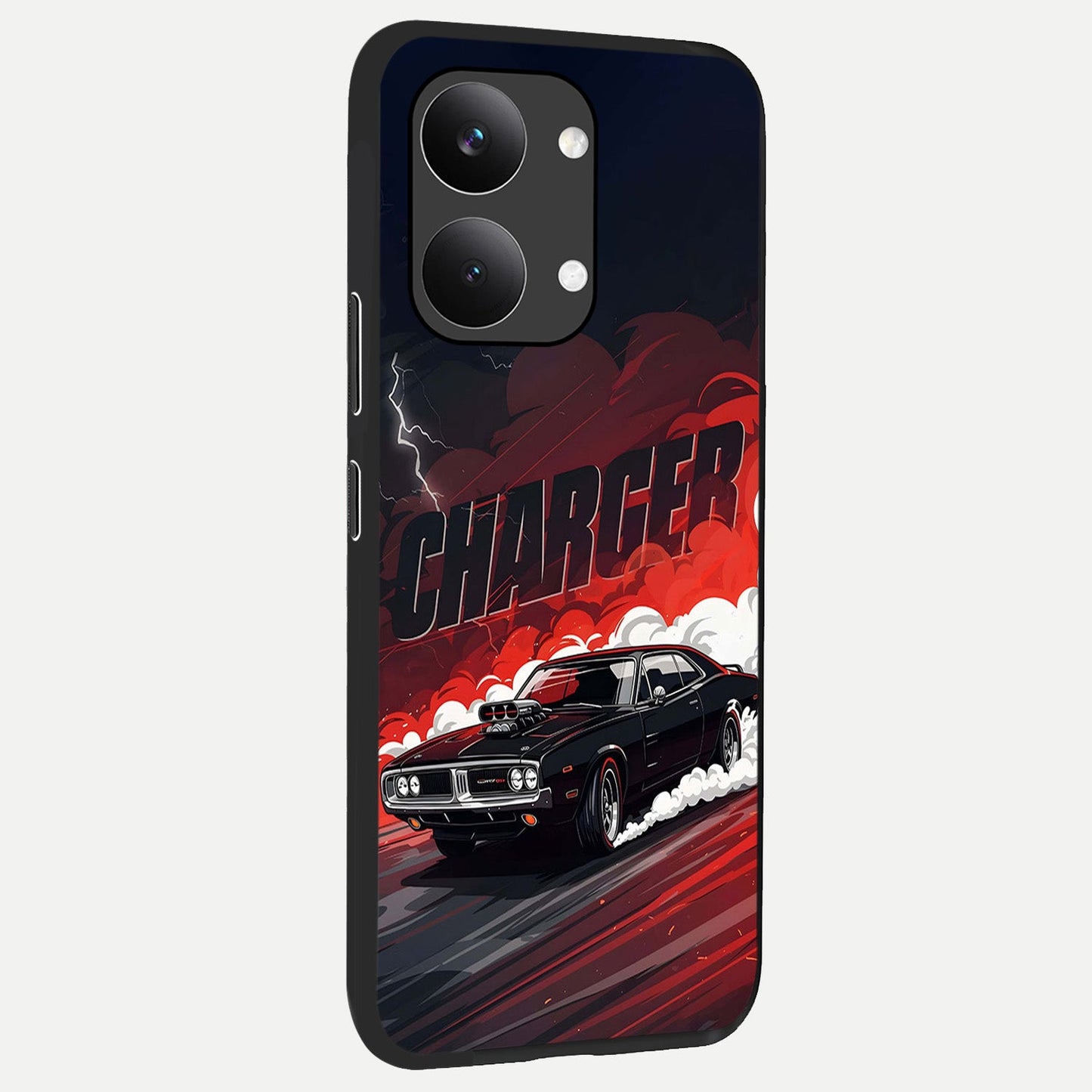 Dark Charger Fury back cover For Poco X8 Pro Max slim fit glass case with vibrant aesthetic design