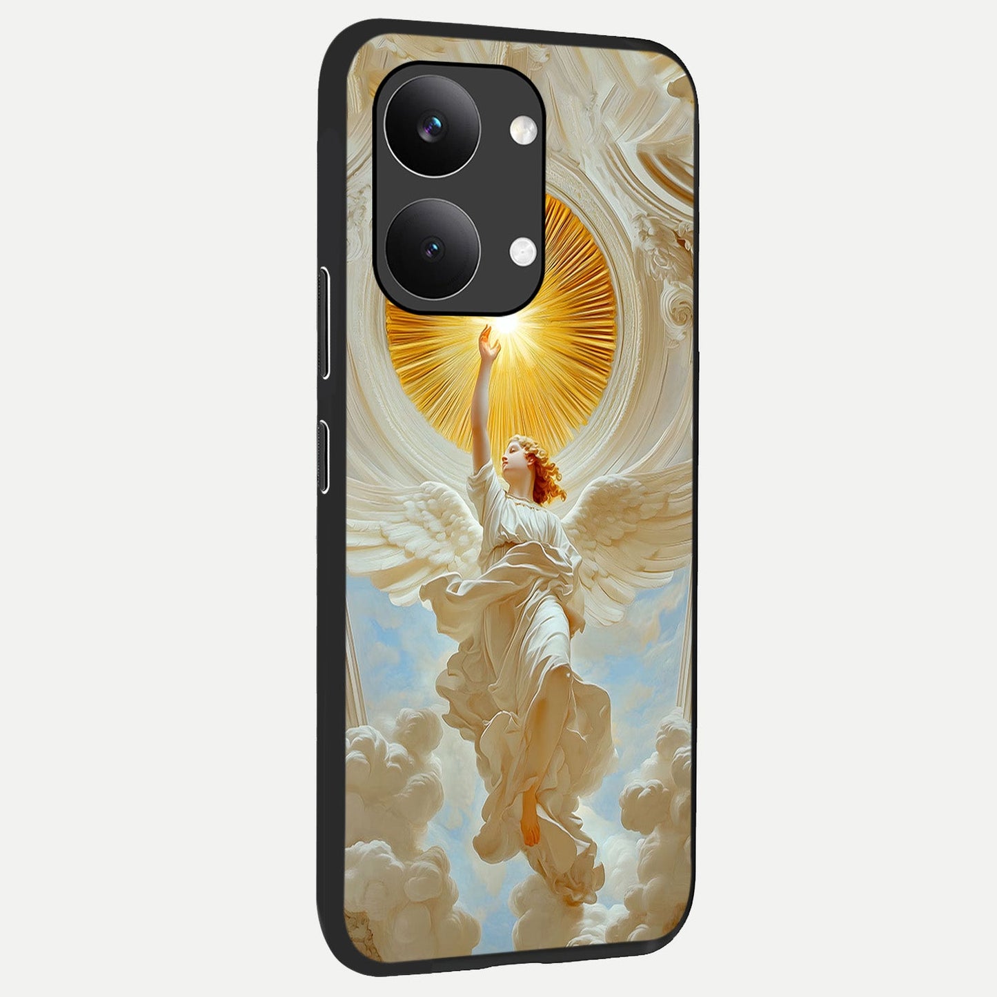 Divine Light Angel back cover For Poco X8 Pro Max slim fit glass case with vibrant aesthetic design