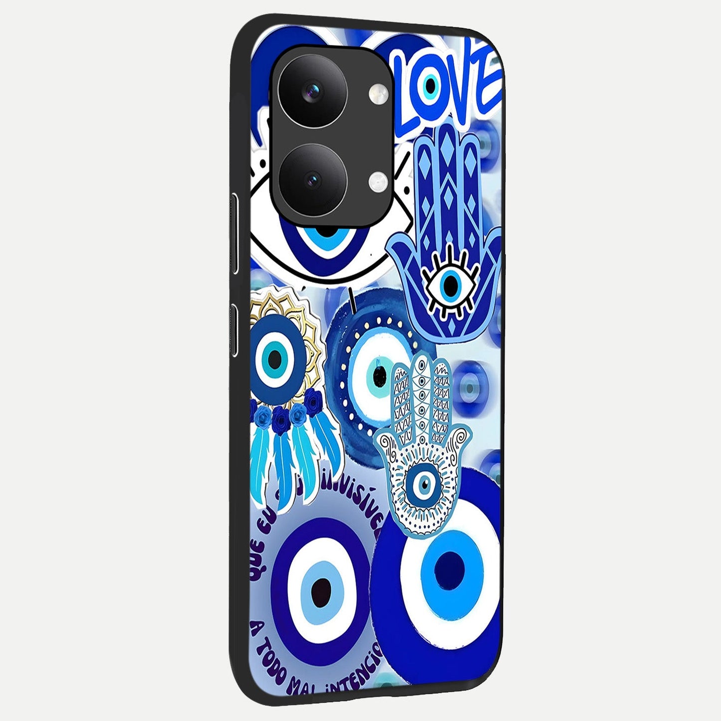 Evil Eyes Dream back cover For Poco X8 Pro Max slim fit glass case with vibrant aesthetic design