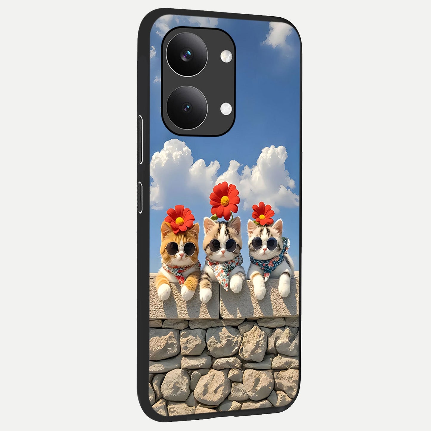 Floral Kitty Squad back cover For Poco X8 Pro Max slim fit glass case with vibrant aesthetic design