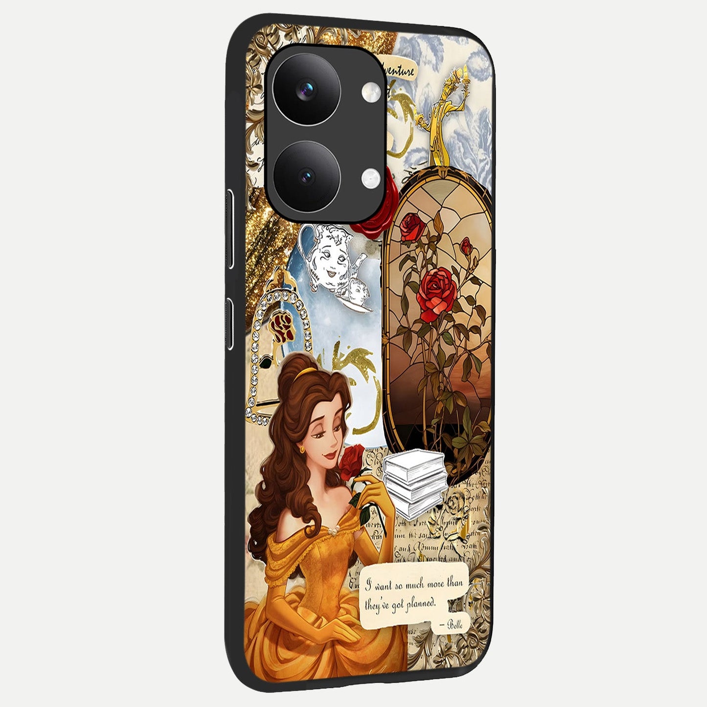 Golden Dream Belle back cover For Poco X8 Pro Max slim fit glass case with vibrant aesthetic design