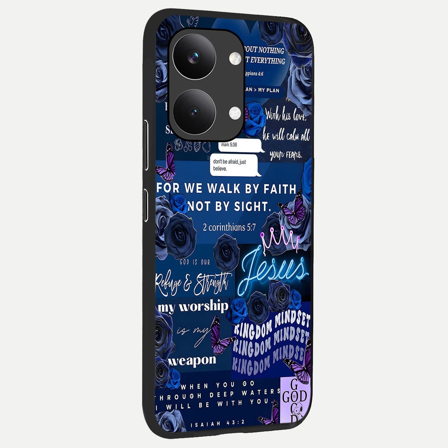 Kingdom Faith Glow back cover For Poco X8 Pro Max slim fit glass case with vibrant aesthetic design