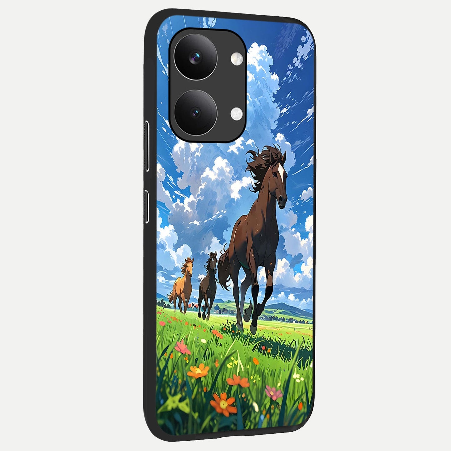 Majestic Horses Galloping back cover For Poco X8 Pro Max slim fit glass case with vibrant aesthetic design