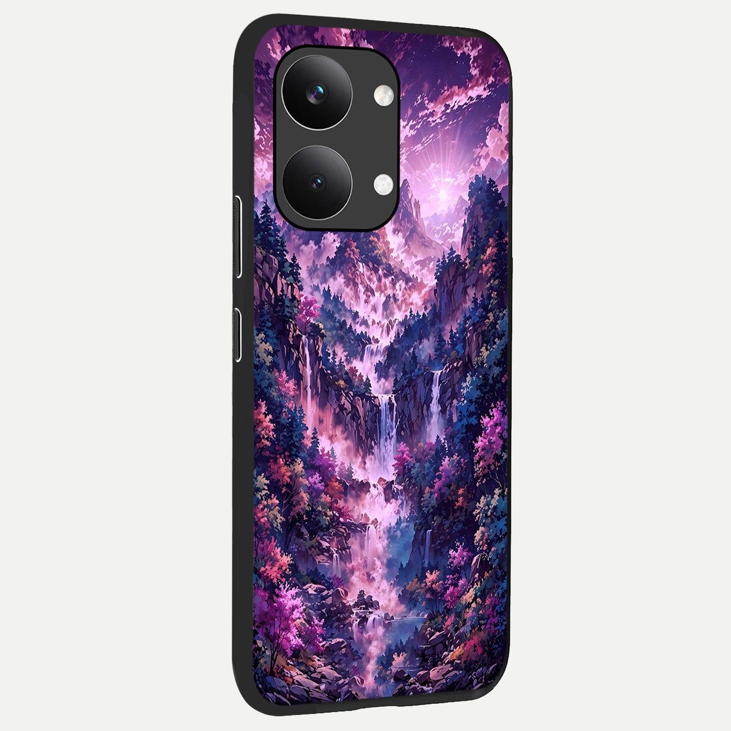 Mystic Cascade Peaks back cover For Poco X8 Pro Max slim fit glass case with vibrant aesthetic design