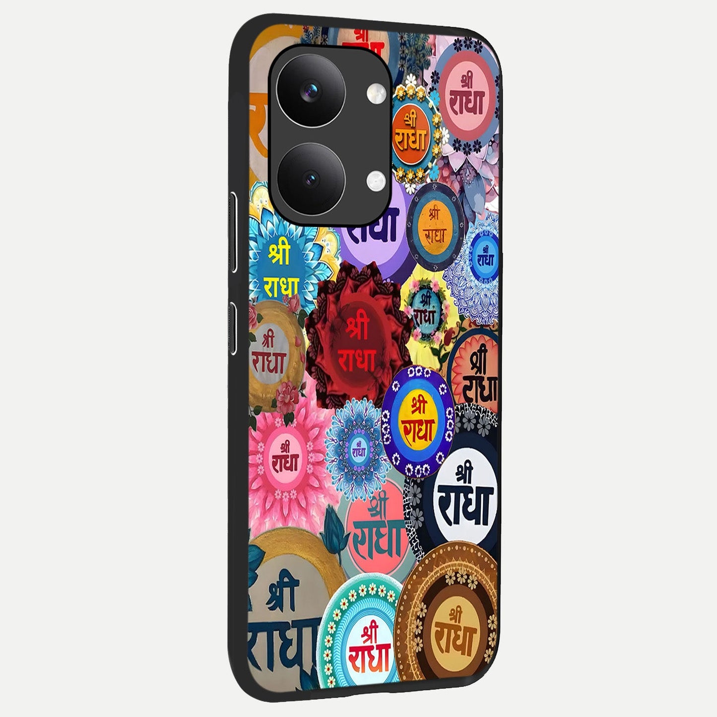 Radha Divine Bloom back cover For Poco X8 Pro Max slim fit glass case with vibrant aesthetic design