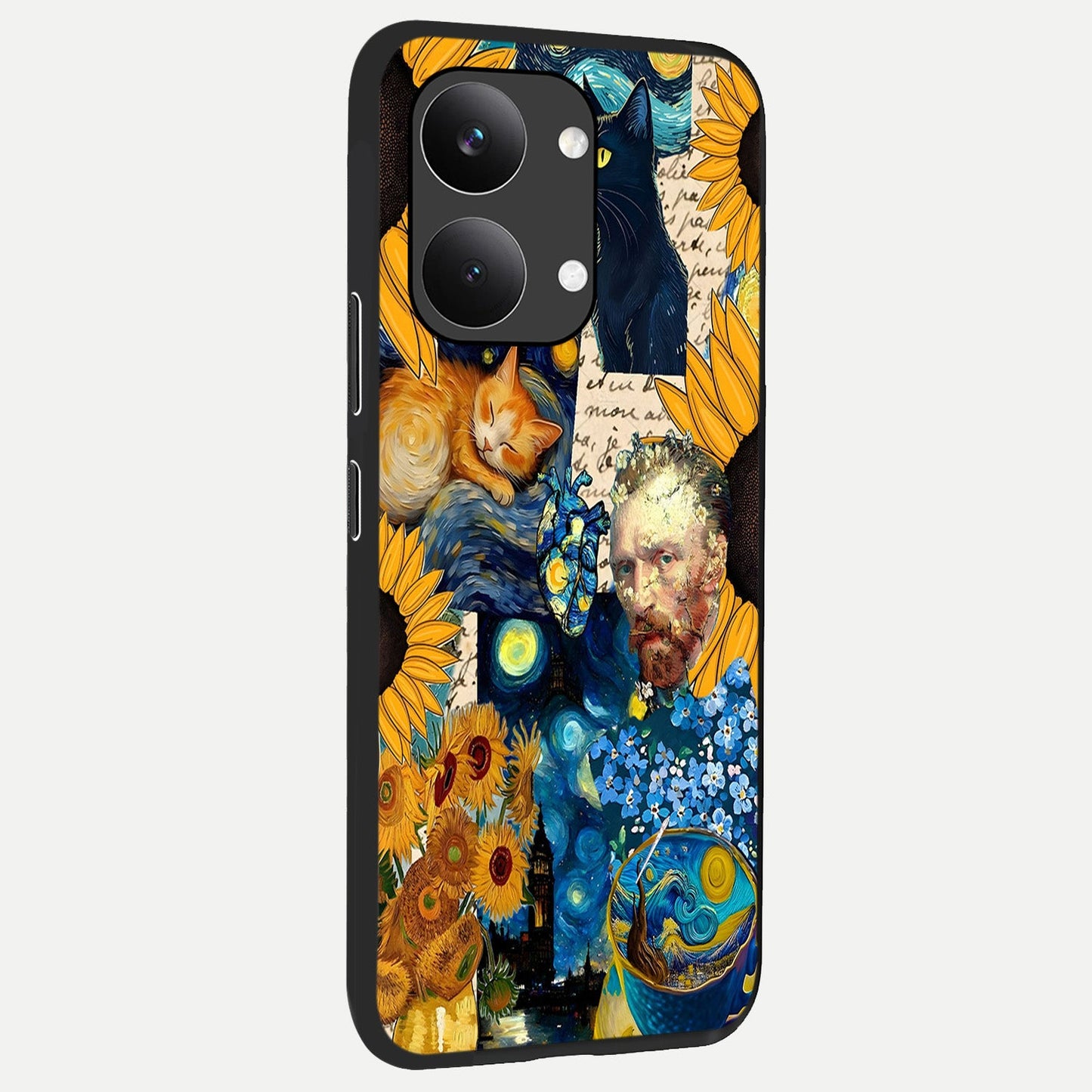 Sunflower Chic Mood Custom Name back cover For Poco X8 Pro Max slim fit glass case with vibrant aesthetic design