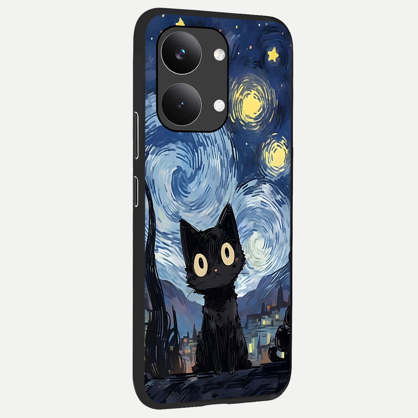 Van Gogh Cat back cover For Poco X8 Pro Max slim fit glass case with vibrant aesthetic design