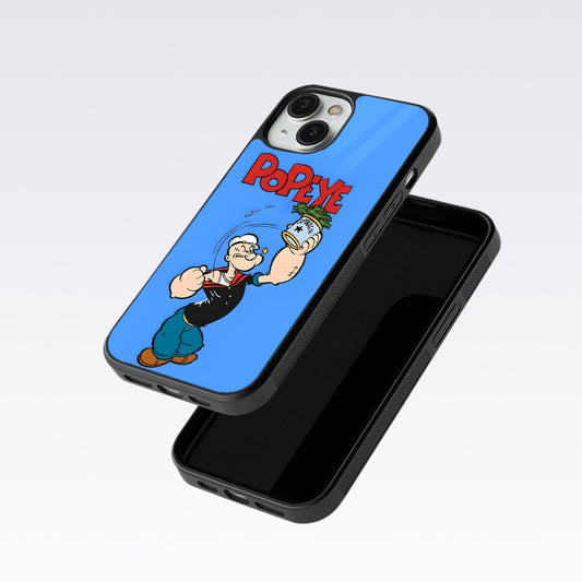 Popey In Blue Glass Case For OnePlus 12R