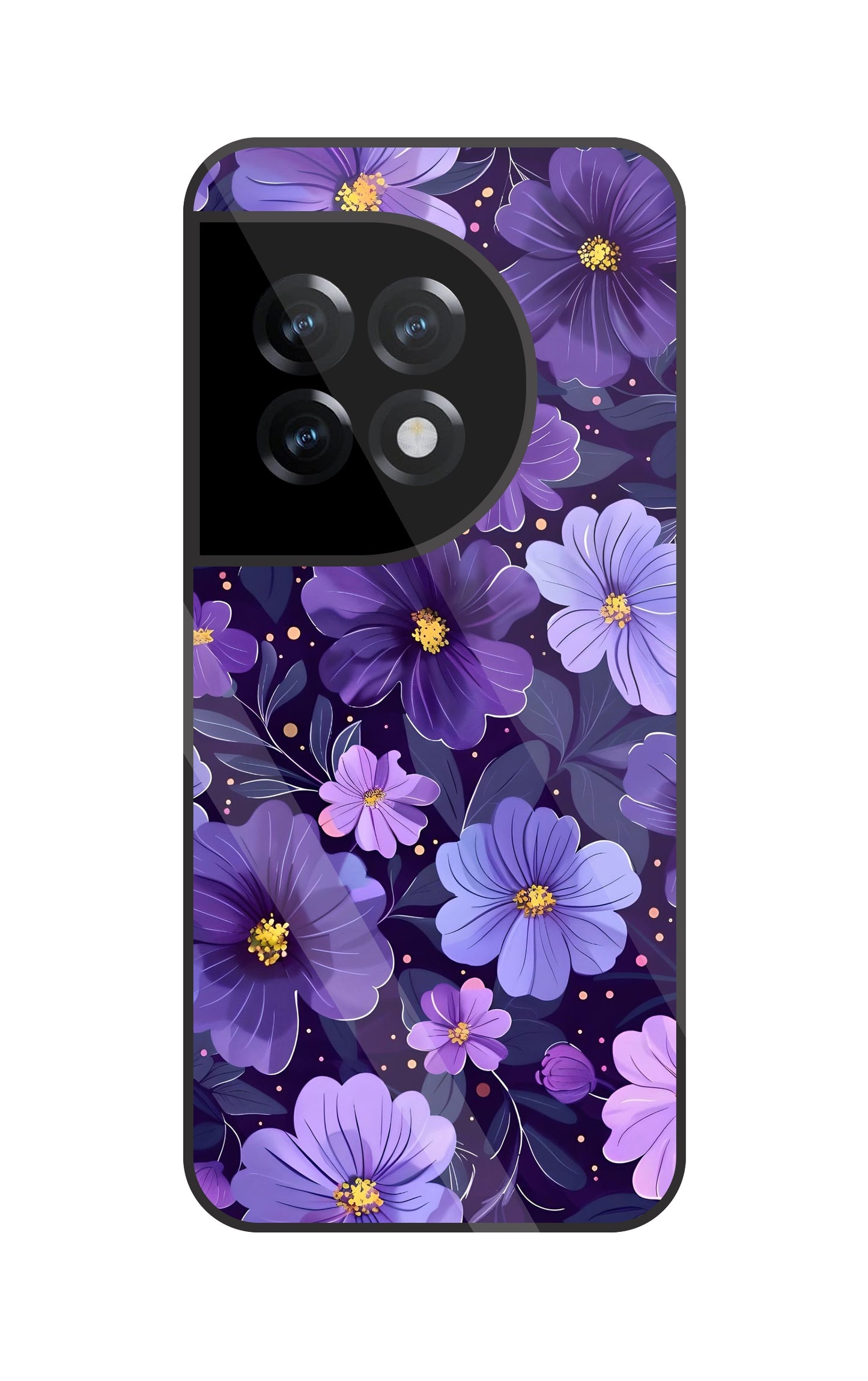 Purple Flower Blooms Glass Case For OnePlus 11R
