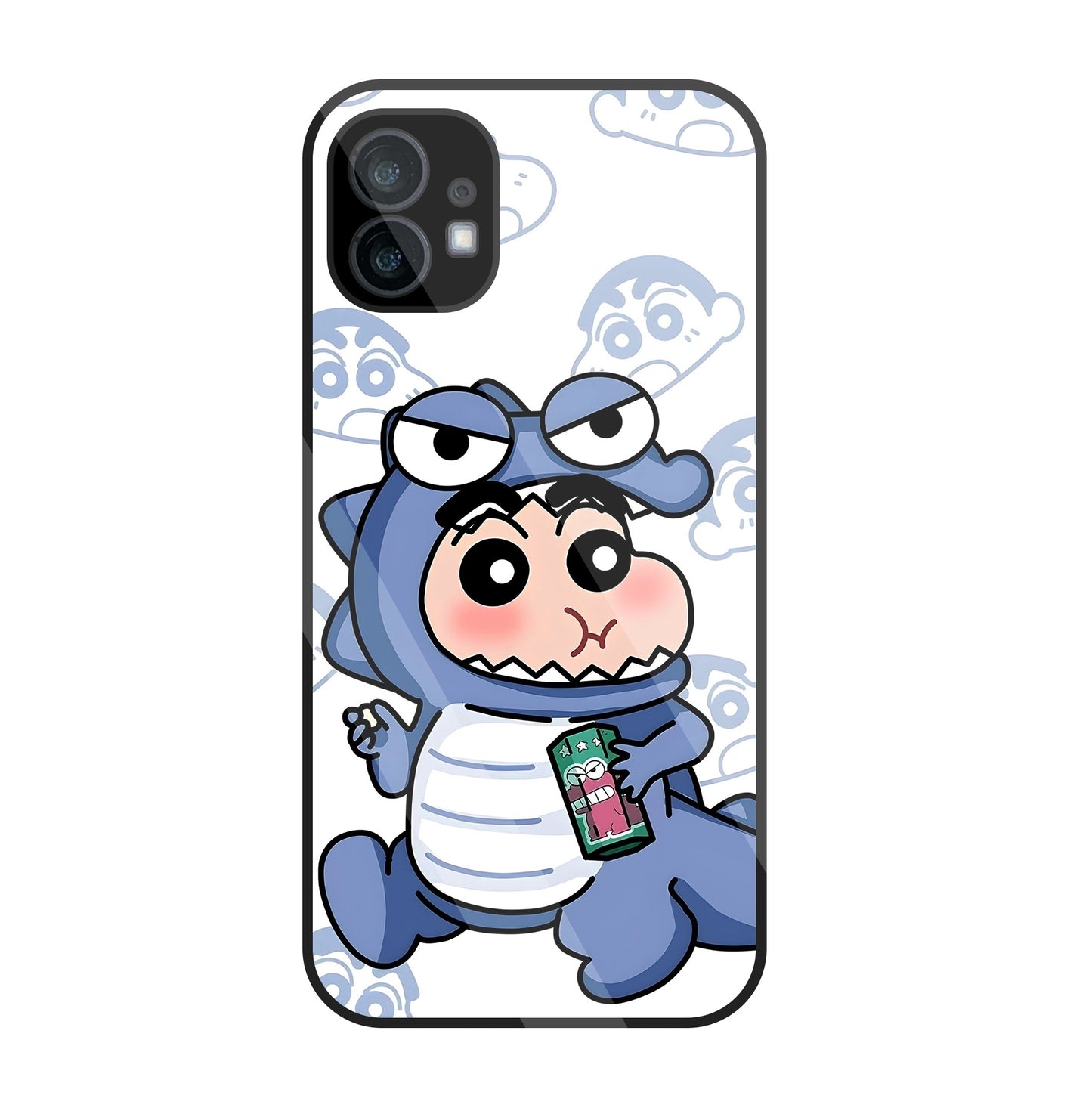 Shinchan Blue Dino Glass Case For Nothing Phone 1