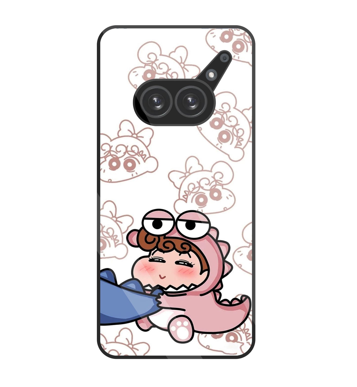 Shinchan Pink Dino Glass Case For Nothing Phone 2A
