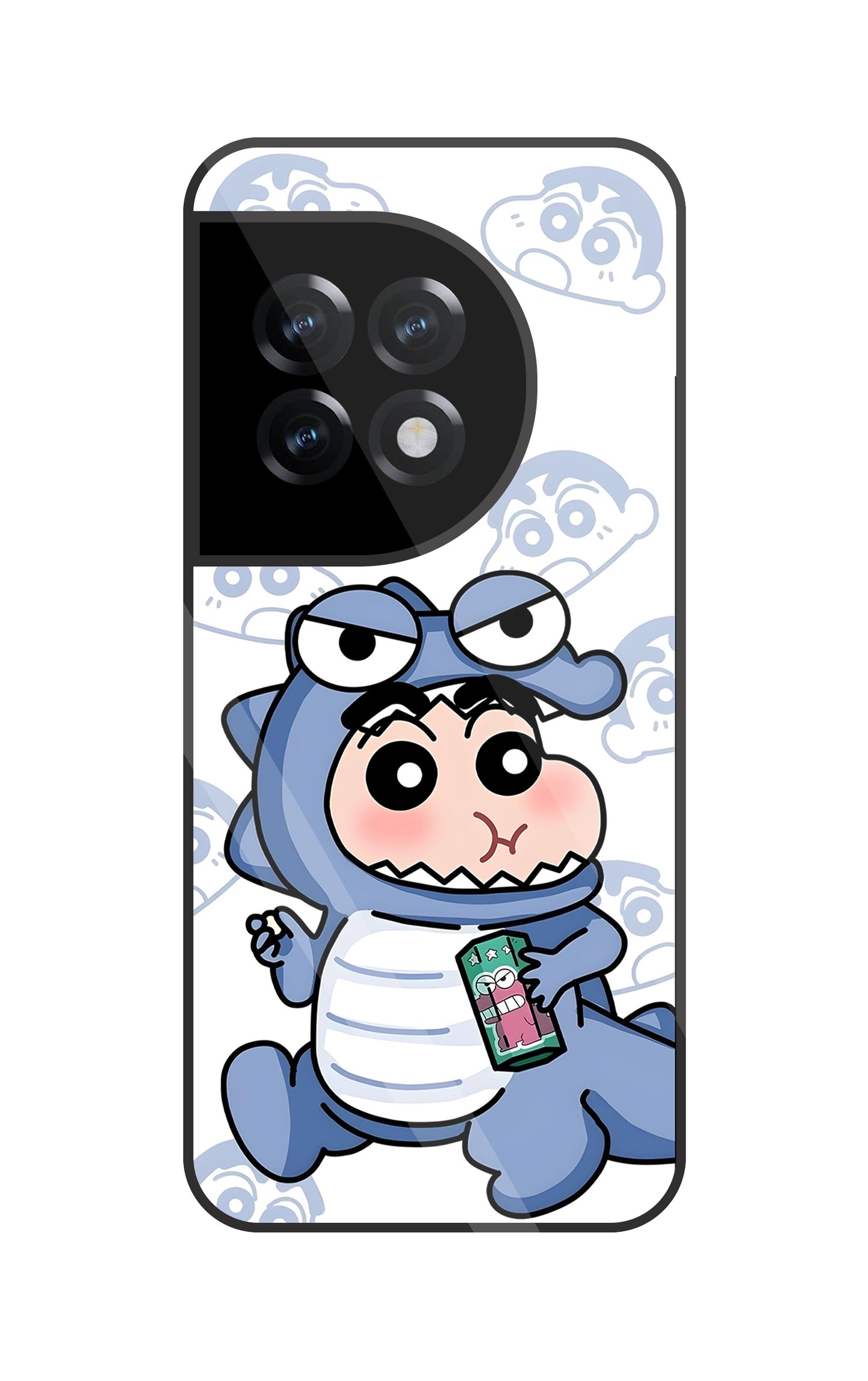 Shinchan Blue Dino Glass Case For OnePlus 11R