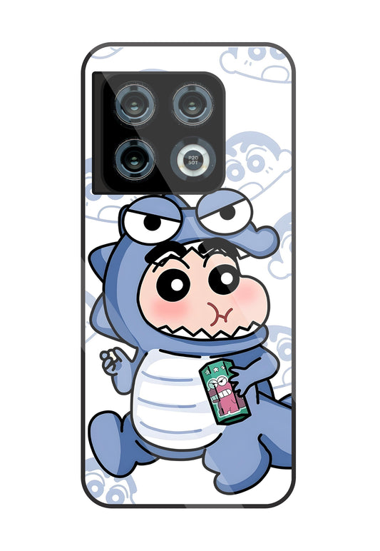 Shinchan Blue Dino Glass Case For OnePlus 10 Pro