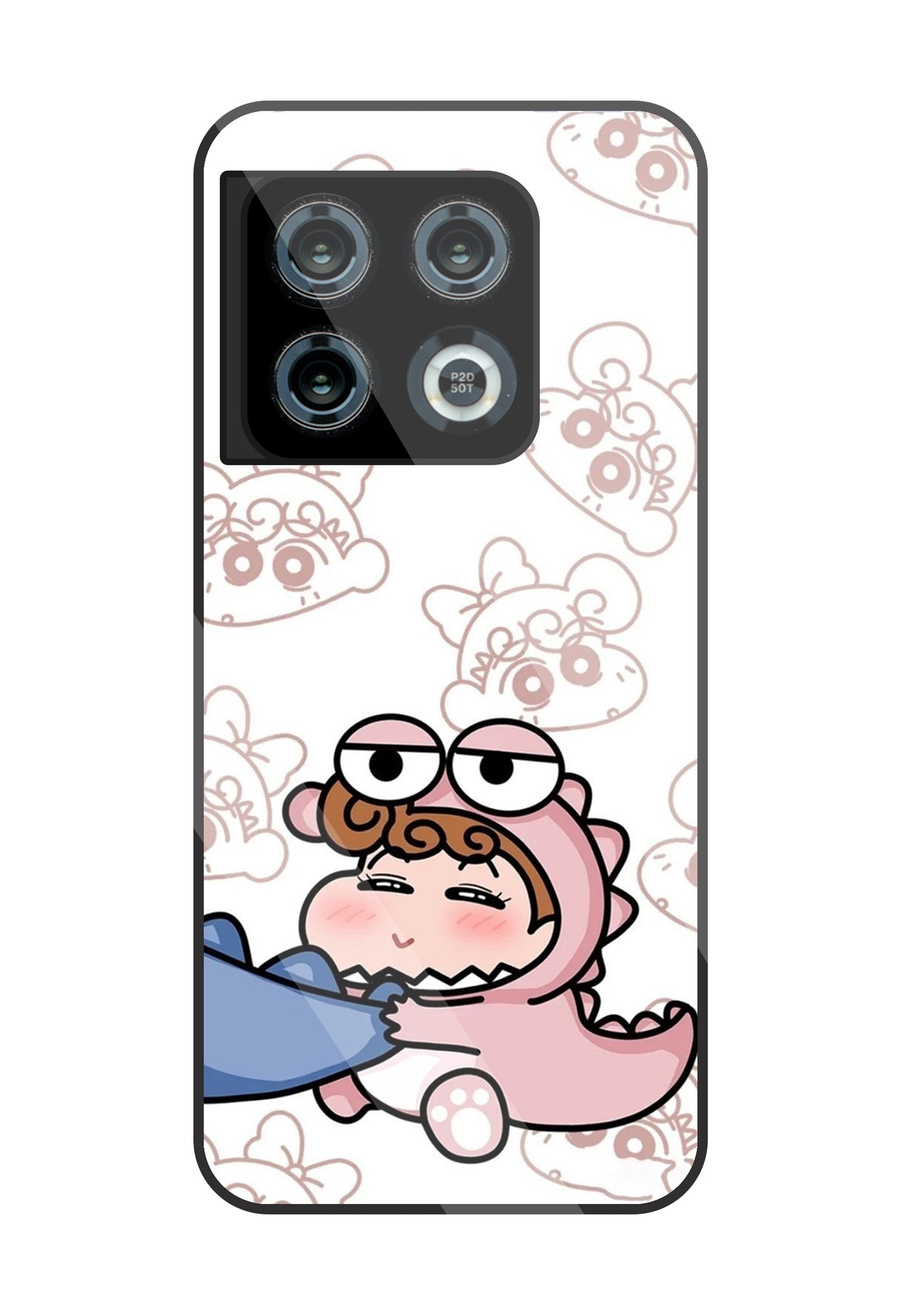 Shinchan Pink Dino Glass Case For OnePlus 10 Pro