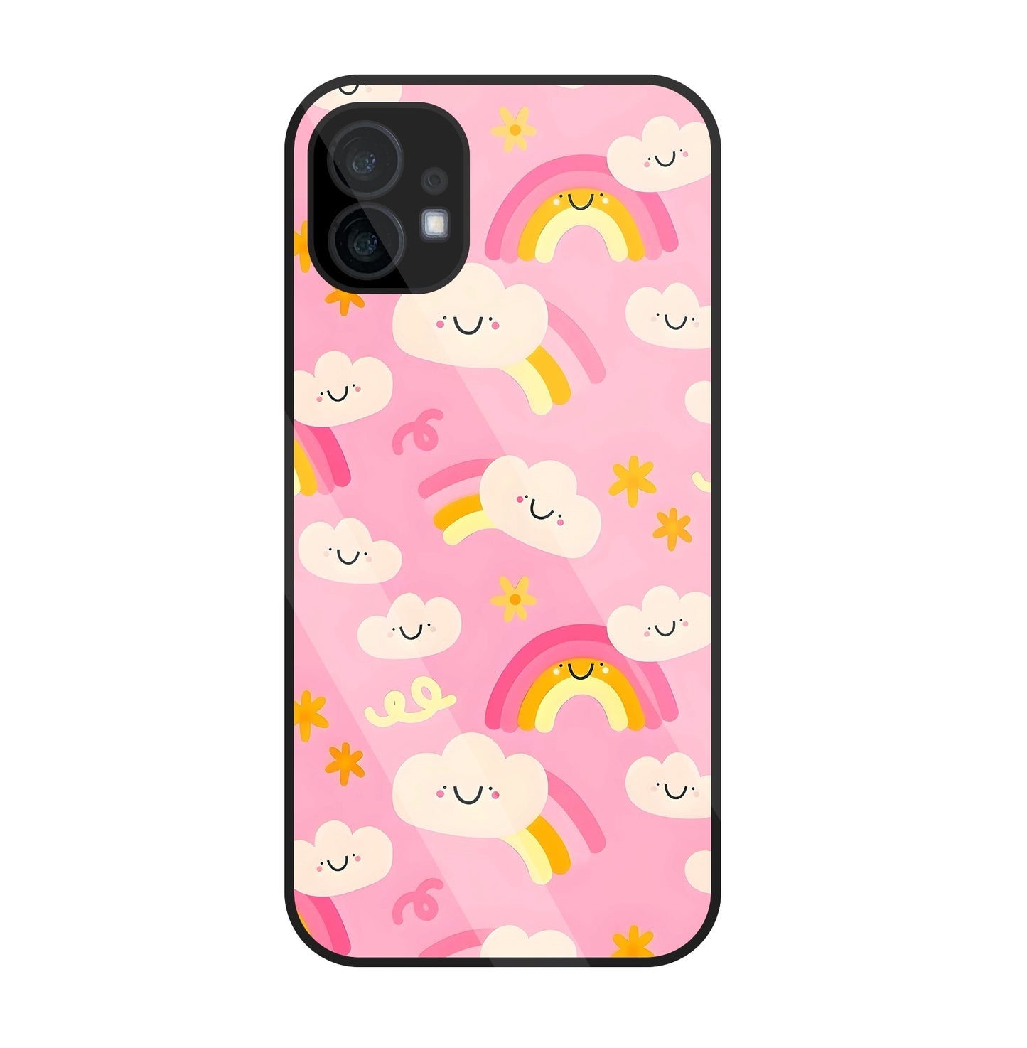 Smile Clouds With Rainbow Glass Case For Nothing Phone 1