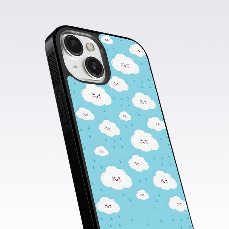 Smile Clouds With Rain Glass Case For OnePlus 9